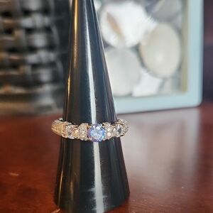 Dazzling .925 Sterling Silver Ring with Blue Gemstone